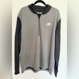 NWT NHL Duck’sHeather Charcoal/Black Men's 1/2 zip Pullover Sweater/Jacket Sz XL
